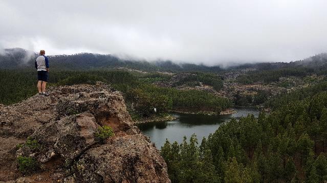 Gran Canaria, 7 nätter 3(8) utsikten med vyer över de djupa ravineran. Vägen ner går längs en annan rutt genom en fridfull granskog.