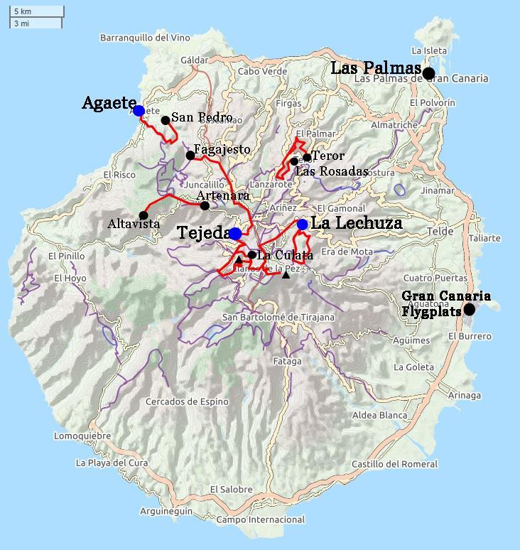 Gran Canaria, 7 nätter 7(8) Gran Canaria Vandringen följer officiella leder. Det finns ställen där leden korsas av vattendrag eller uttorkade vattendrag.