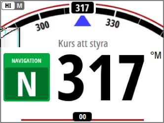 registrera kurs. Då avbryts giren automatiskt och fartyget fortsätter på den kurs som avlästes från kompassen i det ögonblick du tryckte på knappen AUTO eller vridreglaget.