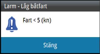 5 Larm Systemet söker kontinuerligt efter farliga situationer och systemfel när systemet är igång. Larmsystemet kan aktiveras om larminställningar överskrids.