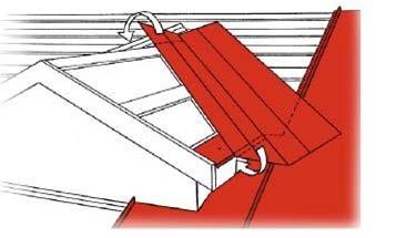 Forma och montera den nedre plåten så att den följer takkupans struktur optimalt. Gör även ett uppvik på 25mm mot kupans vägg.