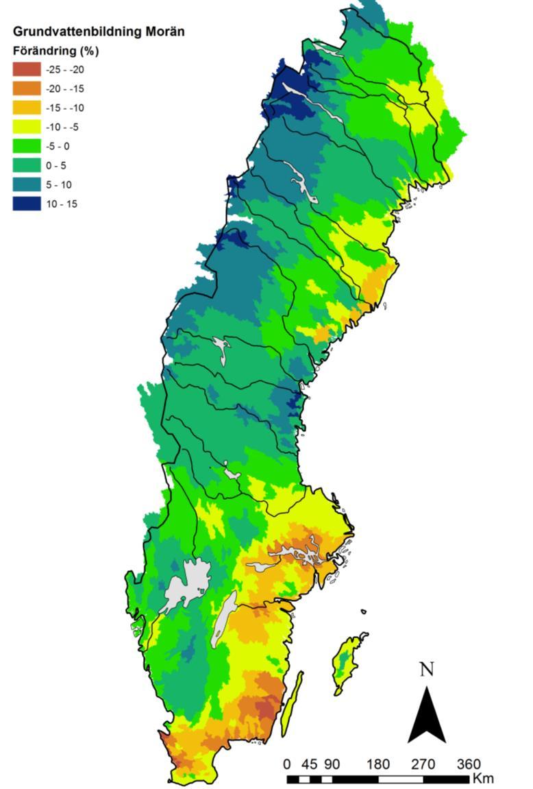 Förändring i grundvattenbildning i ett framtida klimat