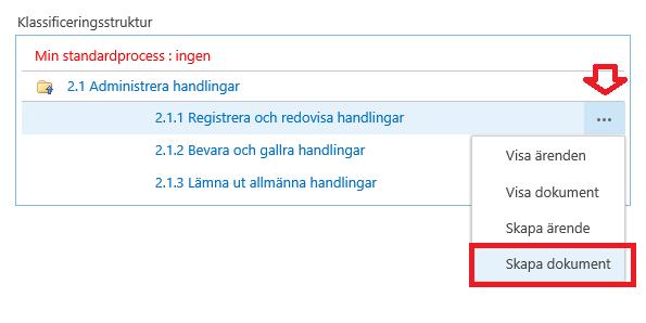 2. Välj process Du får nu upp SLUs klassificeringsstruktur. Klicka dig ned till den process som dokumentet ska tillhöra. 3.