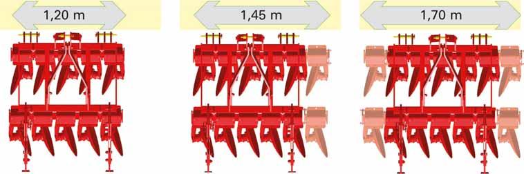 Den första tallriksraden är mycket nära traktorn. Avståndet till efterredskapet uppgår till 68 cm. Den totala längden inkl. efterredskap överskrider inte 2,0 m. VINODISC är moduluppbyggd.