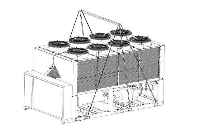 Procedur för att ta ut enheten från förpackningen. Behållarsats, valfri Bild 3 Lyfta enheten Lyftpunkternas antal och position förändras från modell till modell.