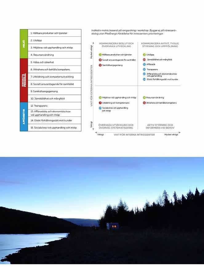 1. Hållbara produkter och tjänster Indikativ matris baserat på rangordning i workshop. Bygger ej på intressentdialog utan PiteEnergis förståelse för intressenters prioriteringar.