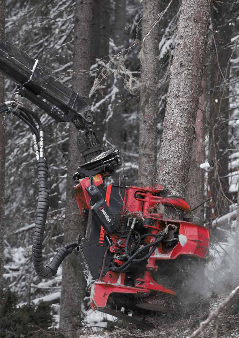 H415 Kraft och uthållighet för grov skog Waratah skördaraggregat H415 kombinerar hög effekt för grov avverkning med utmärkt kvistningskvalitet.
