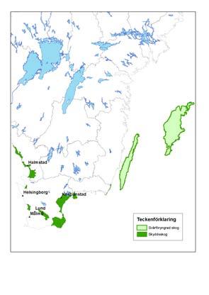 Karta över områdena för svårföryngrad skog