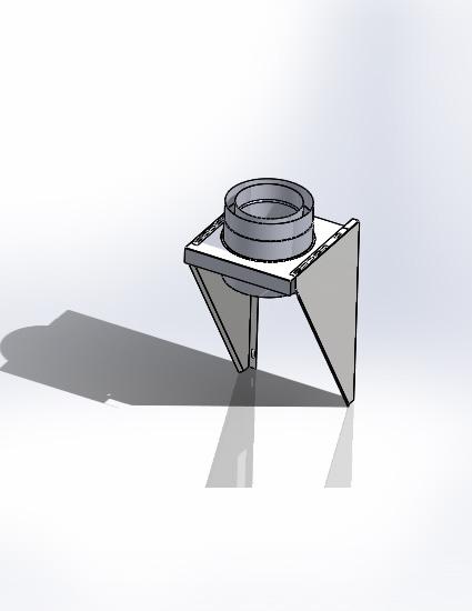 Exempel på bakanslutet utomhusmontage A: Kopplingsstycke tätas med pannkitt mot eldstaden. (Se sid. 4) I B: Väggenomföring ytterväg. (Se rubrik Väggenomföring sid 5). C: Täckplåtar.