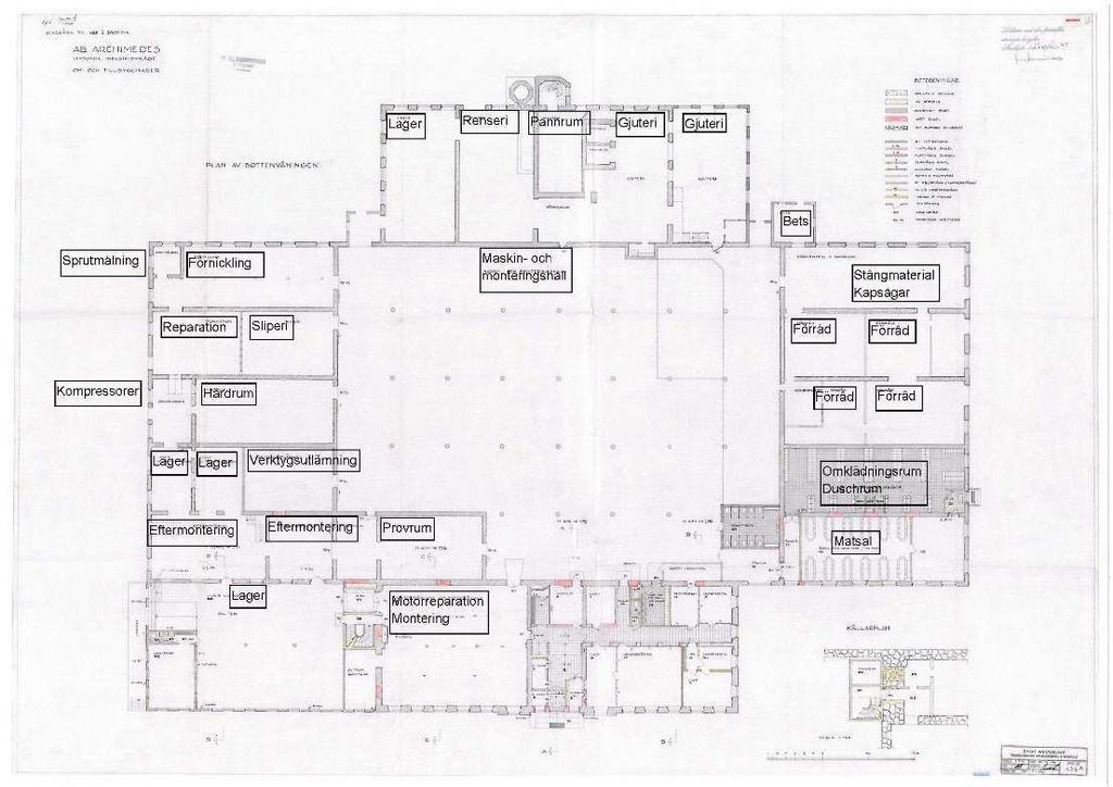 Figur 7: Historiska aktiviteter i fabriksbyggnad 2.9 Tidigare utförda undersökningar Inför de planerade fältarbetena har fem utredningar tagits del av. Dessa är: 1.