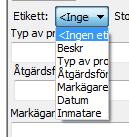 helfärgad (fylld) eller streckad. Genom att klicka på Etikett -knappen i arbetsfönstret öppnas en rullista med de attribut som användaren tidigare bestämt för kategorin.