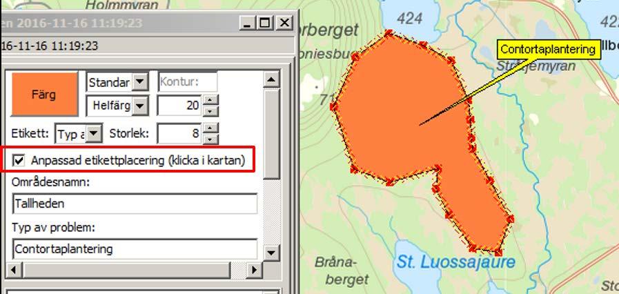 Väljer man Typ av problem i exemplet ovan kommer detta alltså att visas direkt i kartan när figuren är tänd.