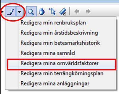 1. Skapa ny kategori av omvärldsfaktor Klicka på den lilla svarta pilen till höger om penn-symbolen för att ta fram