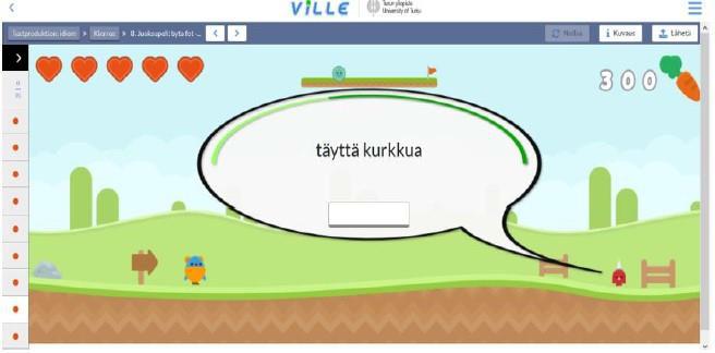 29 förlorar figuren ett liv. I båda spelen har man fem möjligheter att svara fel, annars slutar spelet. Figur 3 Skärmbild på löpningsspel.