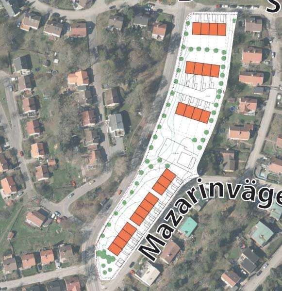 Alternativ med skaftgata Alternativ med slinga Alternativ med ny gata En kombinerad in- och utfart mot Perstorpsvägen. Skapas en skyddad gata utan genomfart mellan husen. Buffertzon för barn.