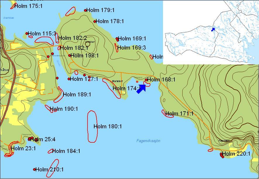 Terrängbeskrivning Idag ligger boplatsen på N sidan av Fagervikssjön 0.5-3 meter under sjöns vattenyta. Överdämnd sedan 1942, har boplatsen utsatts för erosion i över 60 år, med skador som följd.