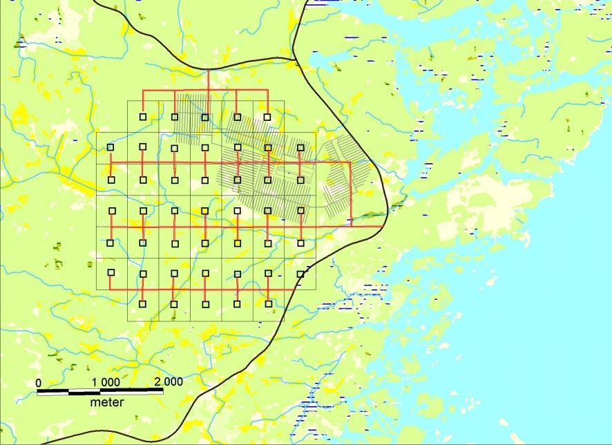 Djupa borrhål för svensk del Med antagandet att varje hål rymmer cirka 300 kapslar skulle det krävas ungefär 45 djupa borrhål för det använda kärnbränslet från 40 års drift av kärnkraftverken.