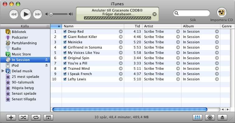Importera musik från ljud-cd-skivor till itunes Följ de här anvisningarna om du vill överföra musik från CD-skivor till datorn.