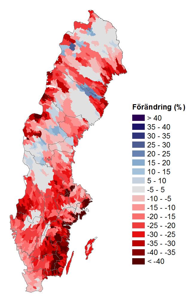 Klimatförändring Förändring lokal tillrinning (säsong) RCP8.