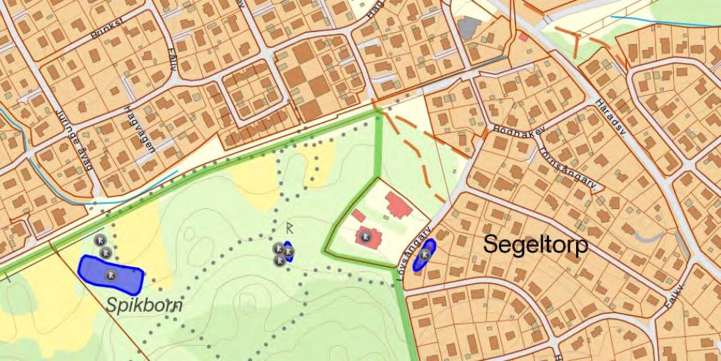 50 (63) 1 2 3 4 Bebyggelselämningarna inom det blå området vid Nr. 1 (RAÄ-nr Huddinge 173:1) kan räknas som fornlämning om de är tillkomna före år 1850.