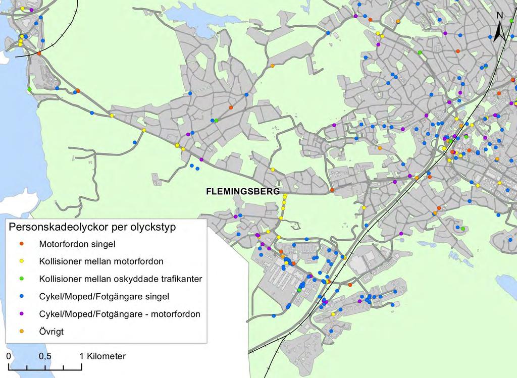16 UNDERLAGSRAPPORT TILL TRAFIKSÄKERHETSPLAN FÖR HUDDINGE KOMMUN Figur 9.