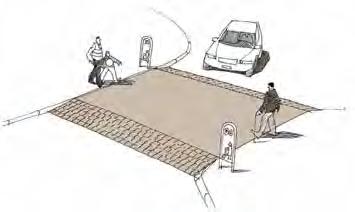 UNDERLAGSRAPPORT TILL TRAFIKSÄKERHETSPLAN FÖR HUDDINGE KOMMUN 27 Platå/upphöjd gång- och cykelpassage Figur 15. Platå och hastighetssäkrad gång- och cykelpassage.