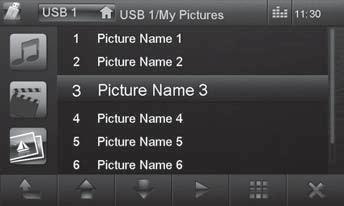 Mediauppspelning DVD/CD/USB/SDHC/iPod Bluetooth-läge När du valt en film startas uppspelningen. Under filmuppspelningen döljs uppspelningsmenyn.