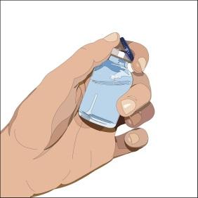 3. Förbered sprutan/sprutorna: Ta bort locket från flaskan. Torka av proppen med en steril alkoholservett och låt den torka.