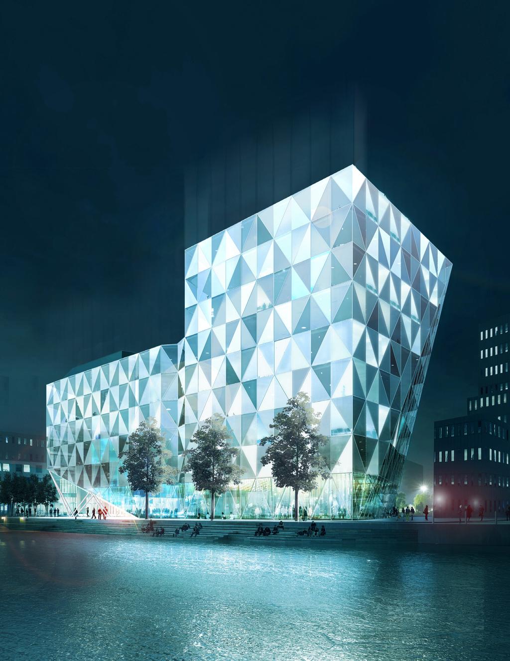 02 Wihlborgs delårsrapport I Oceanhamnen Waterfront Business District i Helsingborg bygger Wihlborgs kontorsfastigheten Prisma, ritad av Erik
