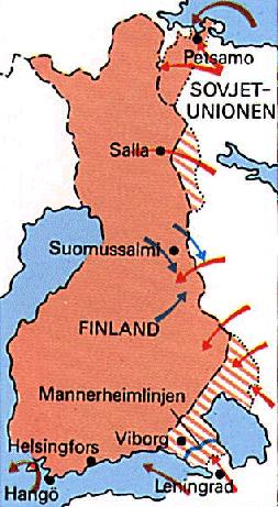 Sovjetunionen attackerar i öst Finska vinterkriget nov. 1939 mars 1940 Oktober 1939 - Sovjetunionen intar Estland, Lettland och Litauen.
