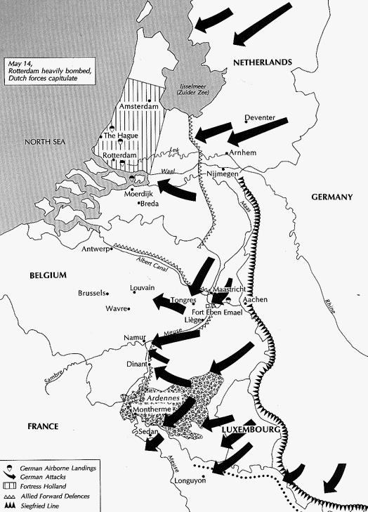 Nazityskland attackerar i väst 1940 April - Tyskland anfaller Danmark och Norge.