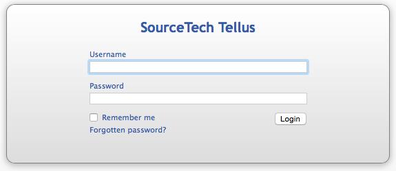 1 Hur administreras SourceTech Tellus Börja med att logga in med de inloggningsuppgifter du fått av den som installerat systemet.