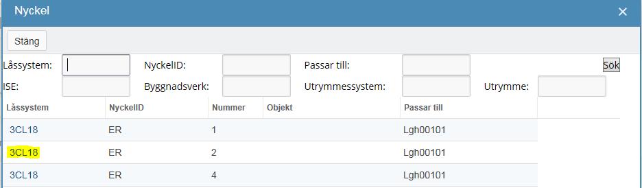 Klicka sedan på Spara längst ned på sidan. Nästa steg är att ange vilka nycklar som ingår. Klicka på knappen Ny och en ny sida öppnas.