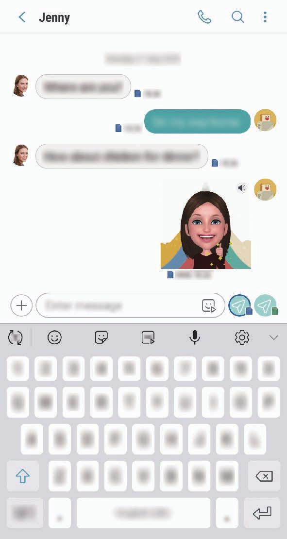 Använda Min emoji när du chattar Du kan använda Min emoji-dekaler när du pratar via meddelanden eller på