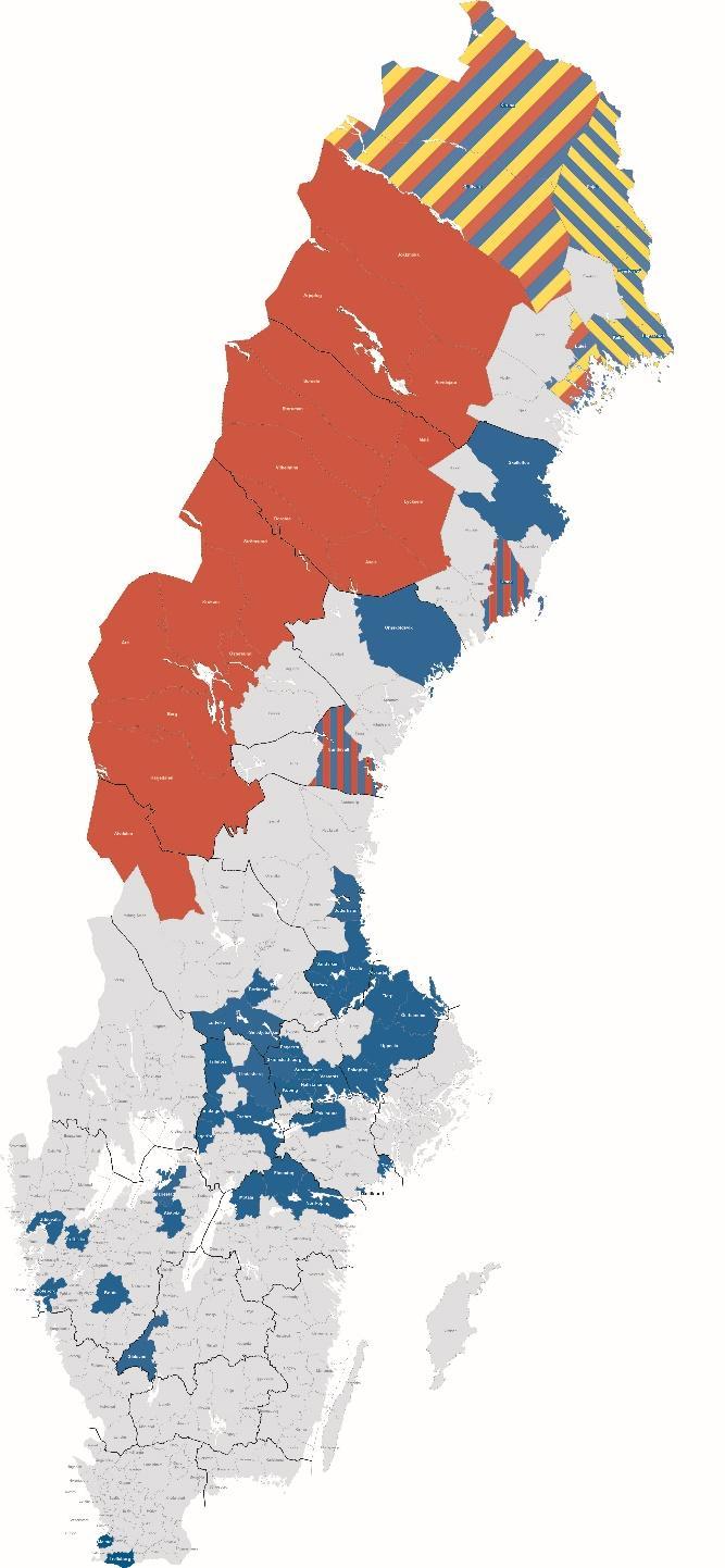 Förvaltningsområden Meänkieli 1 februari 2018 Finska Gislaved Samiska Skellefteå