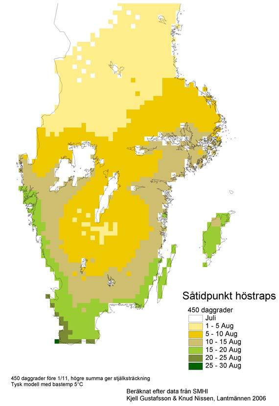 Hur skall rapsvädret vara på hösten Antal dagar Uppkomst 4-15 20 C Jord temp. Temp summa >0 C Kväve kg/ha t.