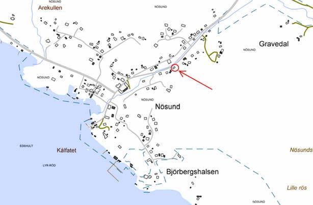 2(9) Planändringens syfte och huvuddrag Detaljplaneändringens syfte är att möjliggöra fastighetsreglering av ett mindre markområde från Nösund 1:177 till Nösund 1:49 och ändra användningssätt från