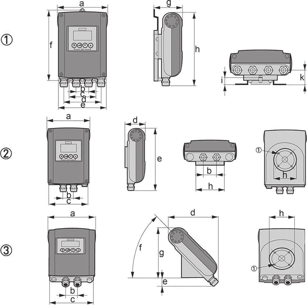 MAG-mätare Signalomvandlare VM 9023 VM 9037 optiflux IFC 100 1000 DN 10-150 DN 10-150 kombinerad PN 16 med inspänning mätrör VM 9023 Mått [mm] och vikt a b c d e f g h i k Vikt [kg] 1.