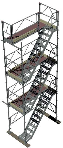 Alternativt kan trappan byggas inne i en 1,25 m bred eller bredare ställning.