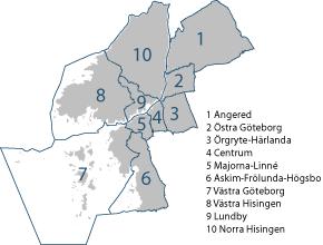 Sida 5(13) 3 LOKALER Avser lokaler och kommunikationssystem för ledning, information och teknik. 3.1 ALLMÄNT Göteborgs stad är indelad med tio stadsdelsnämnder.
