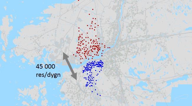4.1.2 Resande som berörs Objektet berör resande i ett stort antal relationer främst över Göta Älv.