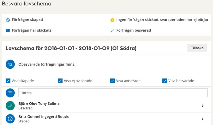 Klicka här En lista öppnas, den visar i ursprungsläget alla barn på förskolan, men i fältet högst upp på sidan kan en avdelning skrivas in som filter.