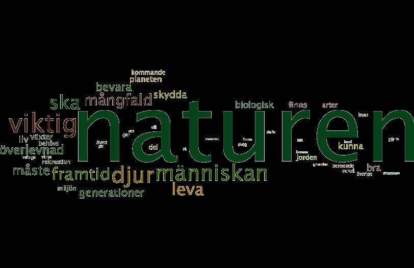 Inställning till skyddad natur Följande ord/meningar har används för att beskriva varför man håller med om att det är viktigt att skydda natur.