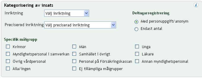 7.5 Kategorisering av insats För att resultatet av insatser inom de olika samverkansformerna ska gå att följa upp och för att kunna särskilja resultat för vissa typer av insatser behöver alla