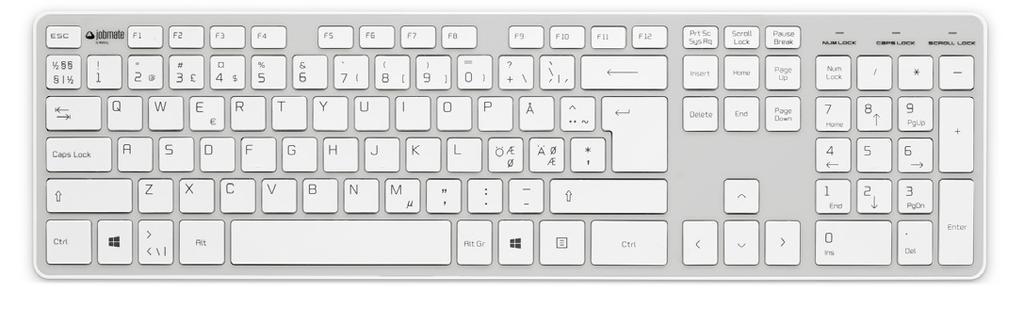 nr: Silver 606129, vit 606130 Jobmate Slim Keyboard är designat för maximal komfort och flexibilitet.