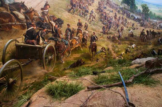 Den här 360-graders panoramamålningen av Picketts charge i Gettysburgs militärpark är restaurerad och är utrustad med en ljudanläggning som inte går av för hackor.