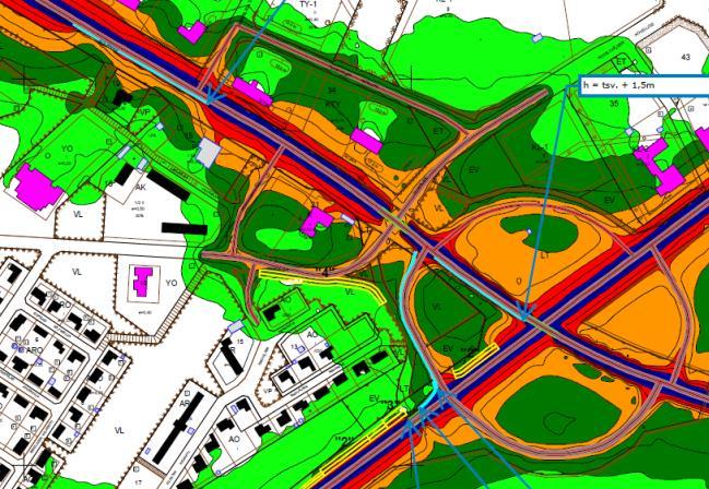 Hastighetsbegränsning 80 km/h. Bullerskyddet är byggt. 9. GENOMFÖRANDE AV DETALJPLANEN 9.