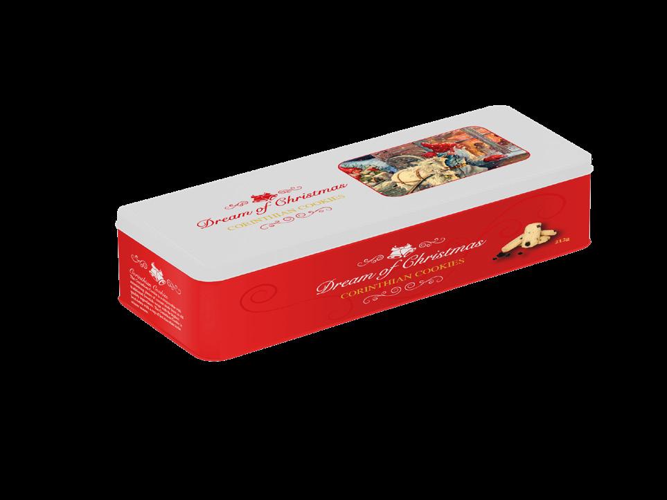 600 gram 500 gram 212 gram Corinthian Cookie The Corinthian cookie is a crisp cookie with astonishing pieces of currant made from an old traditional Swedish recipe with the highest quality