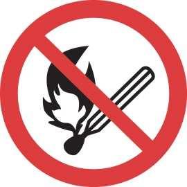 Förbud mot rökning och öppen eld Skylten ska vara utformad som i bilaga 2 till Arbetsmiljöverkets föreskrifter (AFS 2008:13) om skyltar och signaler.