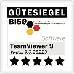 Utvärdering av extern expert Vår programvara, TeamViewer, har tilldelats en femstjärnig kvalitetsstämpel (högsta betyg) av Federal Association of IT Experts and Reviwers (Bundesverband der